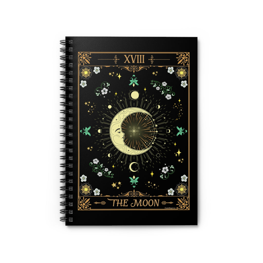 The Moon Tarot Card Spiritual Lined Page Journal | For Manifestation, Spellwork, Shadow Work, Self Reflection, And More