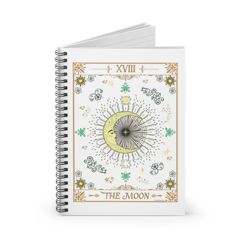 The Moon Tarot Card Spiritual Lined Page Journal | For Manifestation, Spellwork, Shadow Work, Self Reflection, And More