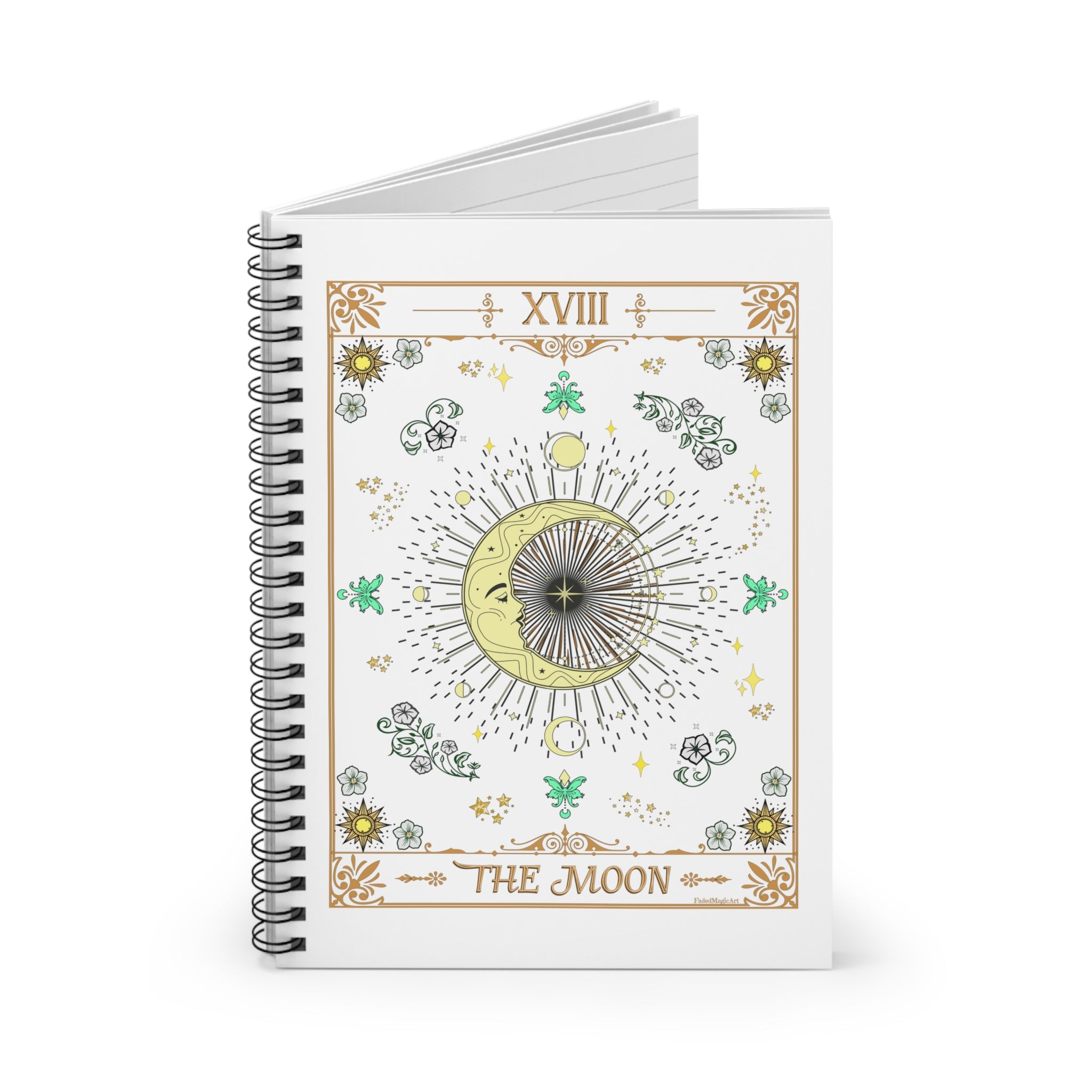 The Moon Tarot Card Spiritual Lined Page Journal | For Manifestation, Spellwork, Shadow Work, Self Reflection, And More