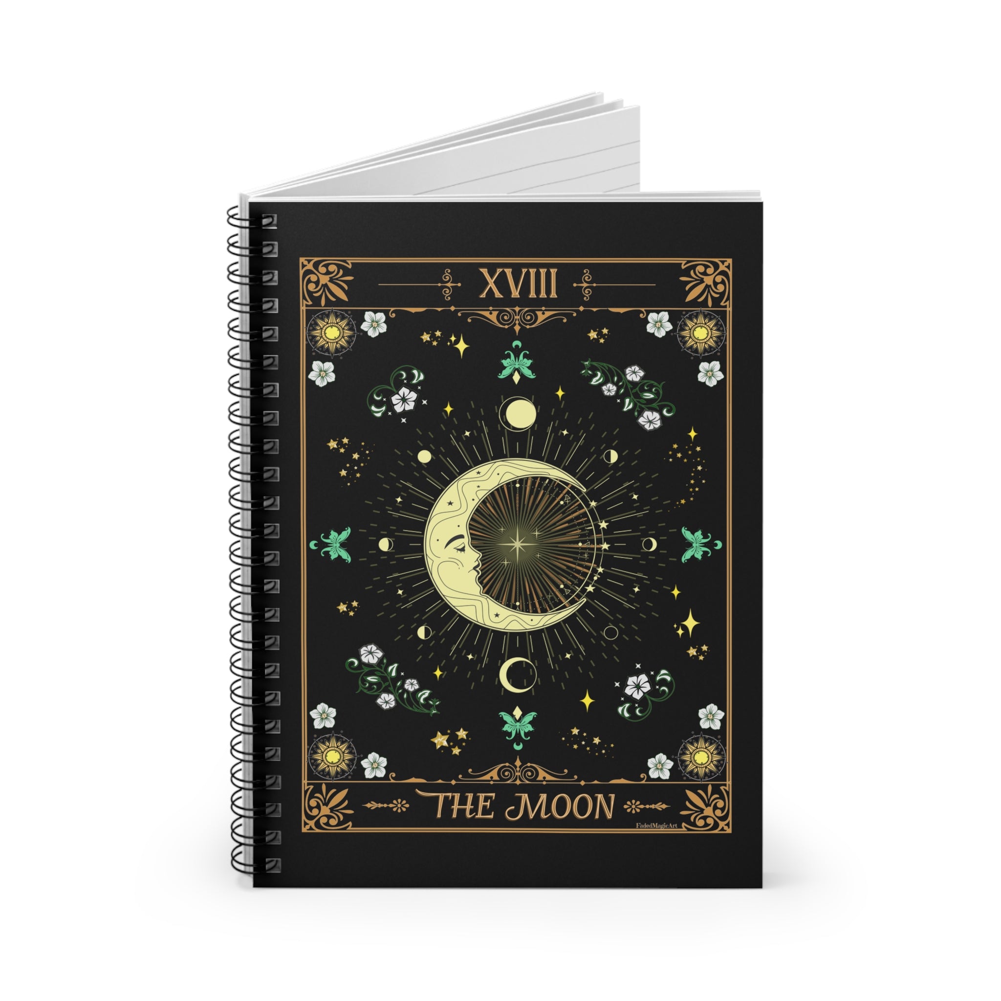 The Moon Tarot Card Spiritual Lined Page Journal | For Manifestation, Spellwork, Shadow Work, Self Reflection, And More