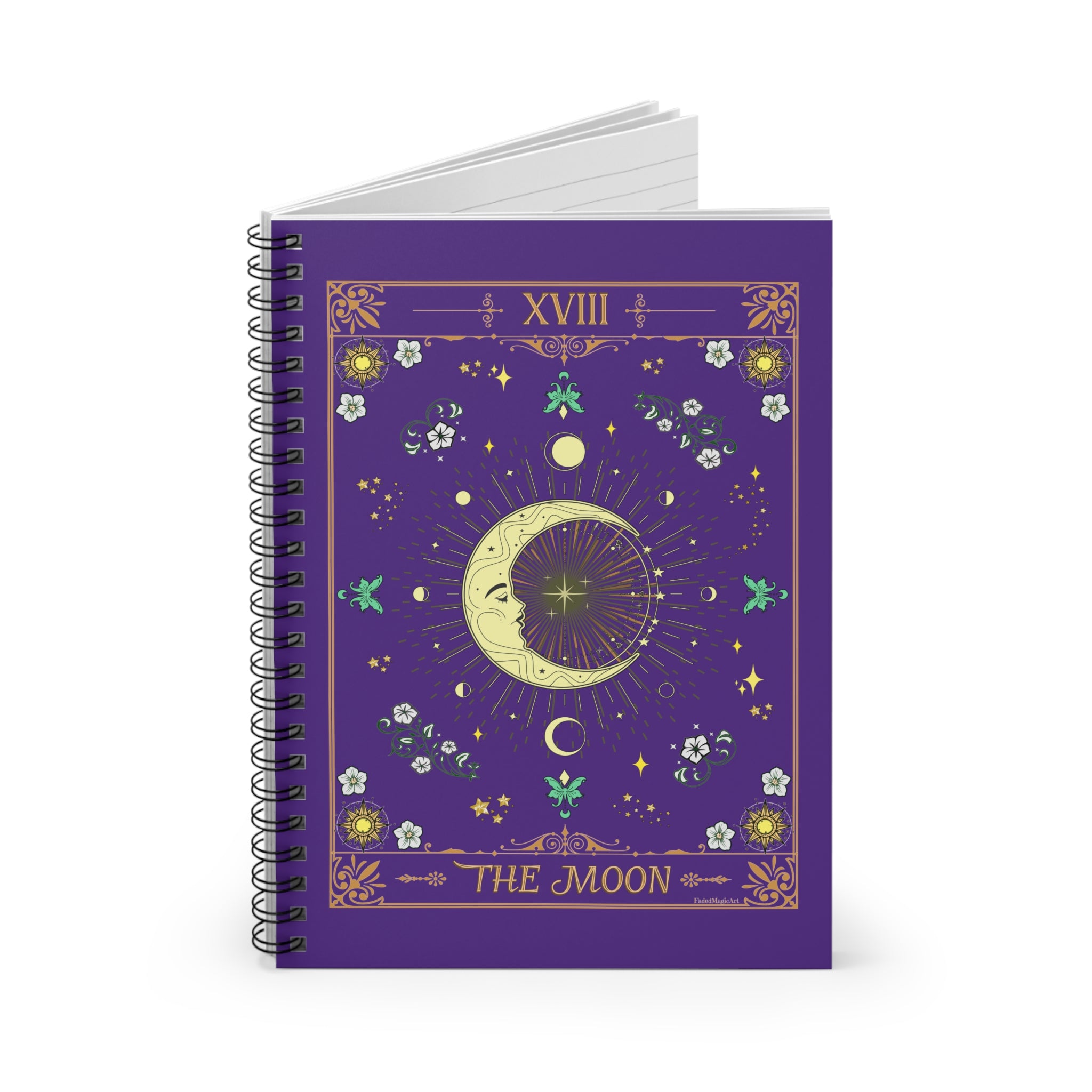 The Moon Tarot Card Spiritual Lined Page Journal | For