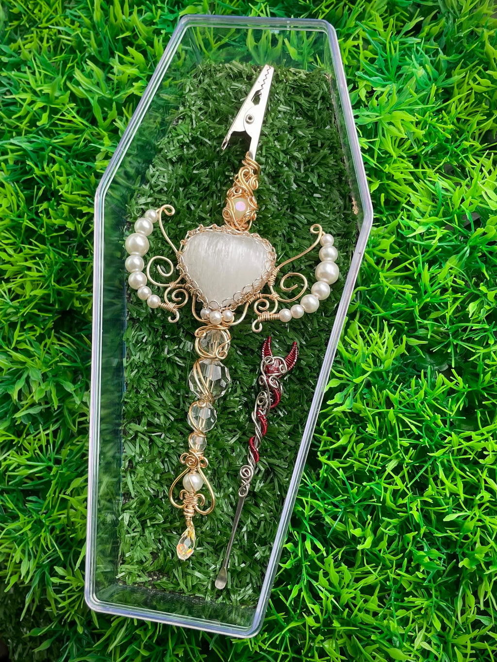 Angel and Devil Smoking Wand And Dab Tool Set With Selenite