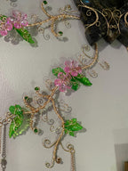 Labradorite Crystal Butterfly Wire Wrapped Cherry Blossom Wall Hanger Statement Piece