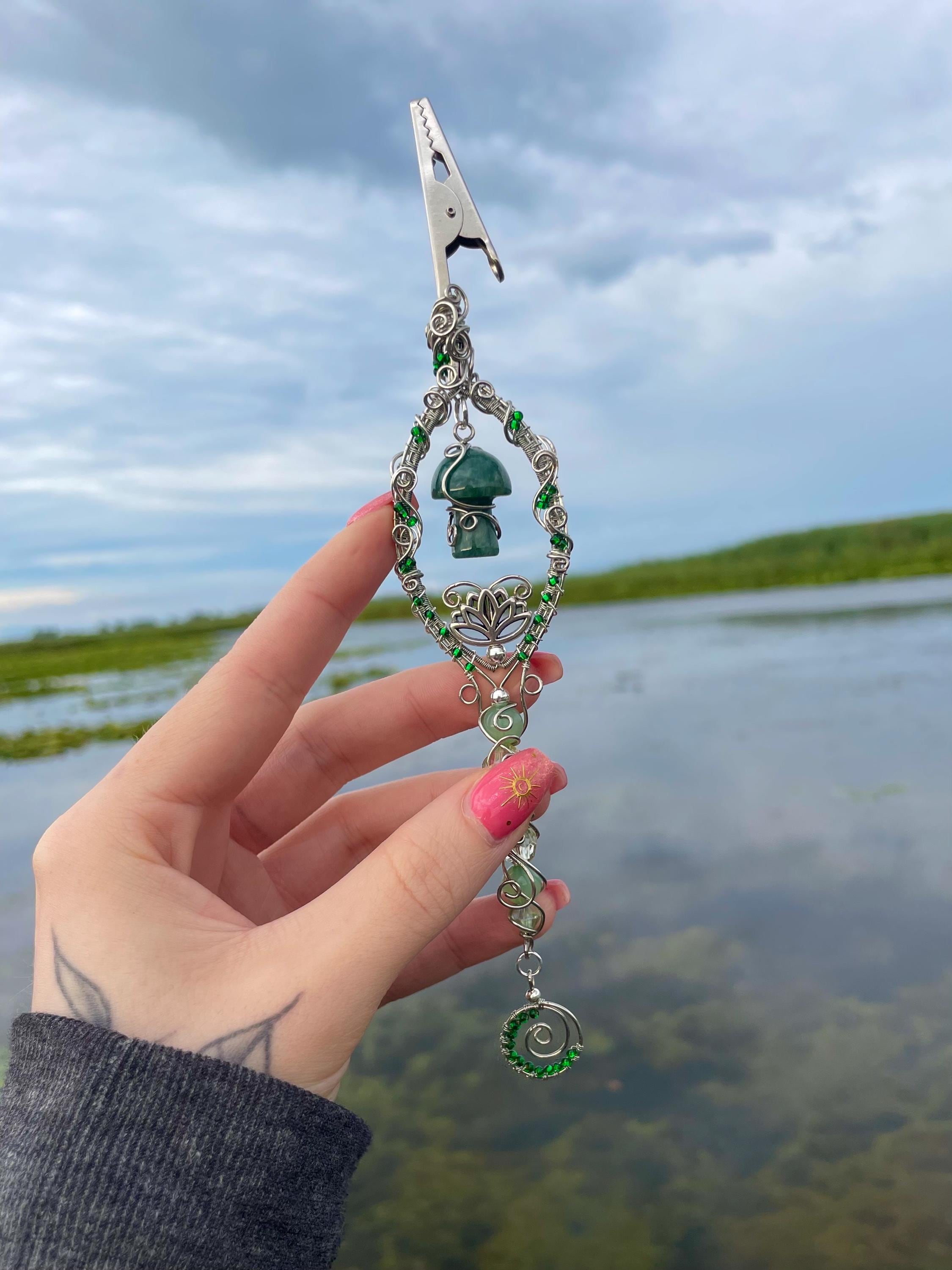 Moss Agate Magic Mushroom Smoking Wand