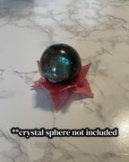 Reversible Wire Wrapped Lotus Flower Crystal Sphere Stand