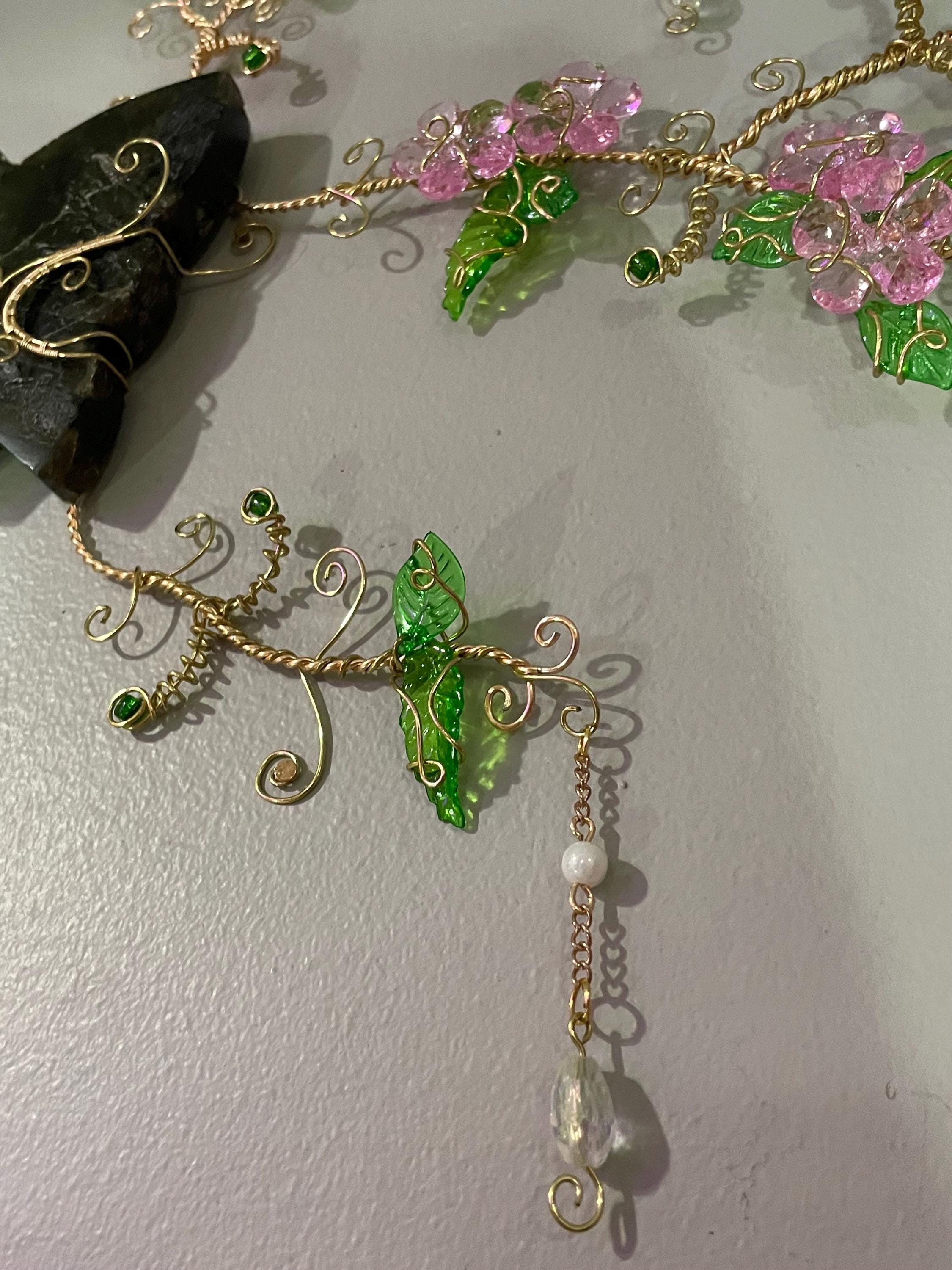 Labradorite Crystal Butterfly Wire Wrapped Cherry Blossom Wall Hanger Statement Piece