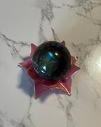 Reversible Wire Wrapped Lotus Flower Crystal Sphere Stand