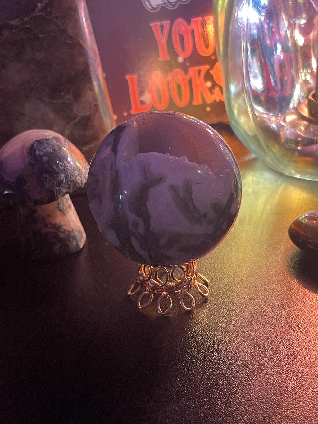 Reversible Wire Wrapped Crystal Sphere Stand