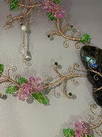 Labradorite Crystal Butterfly Wire Wrapped Cherry Blossom Wall Hanger Statement Piece