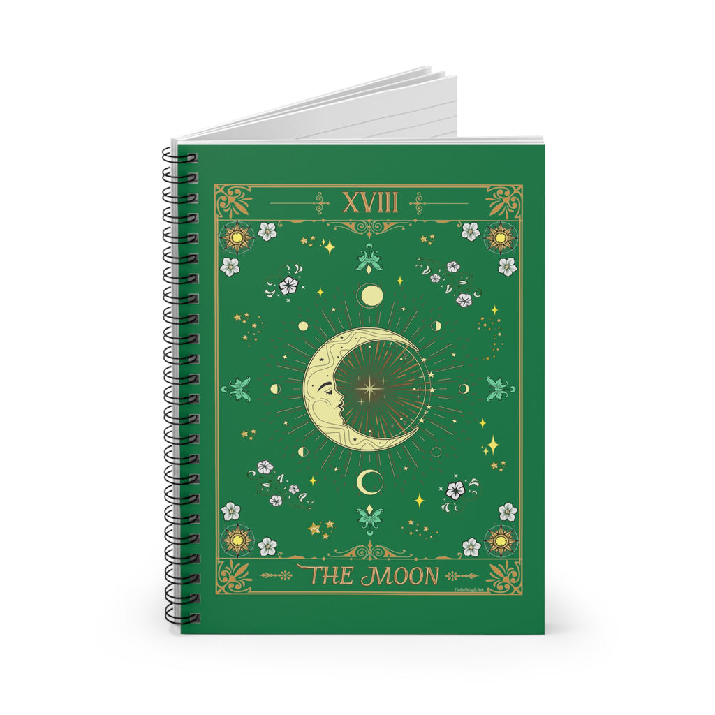 The Moon Tarot Card Spiritual Lined Page Journal | For Manifestation, Spellwork, Shadow Work, Self Reflection, And More