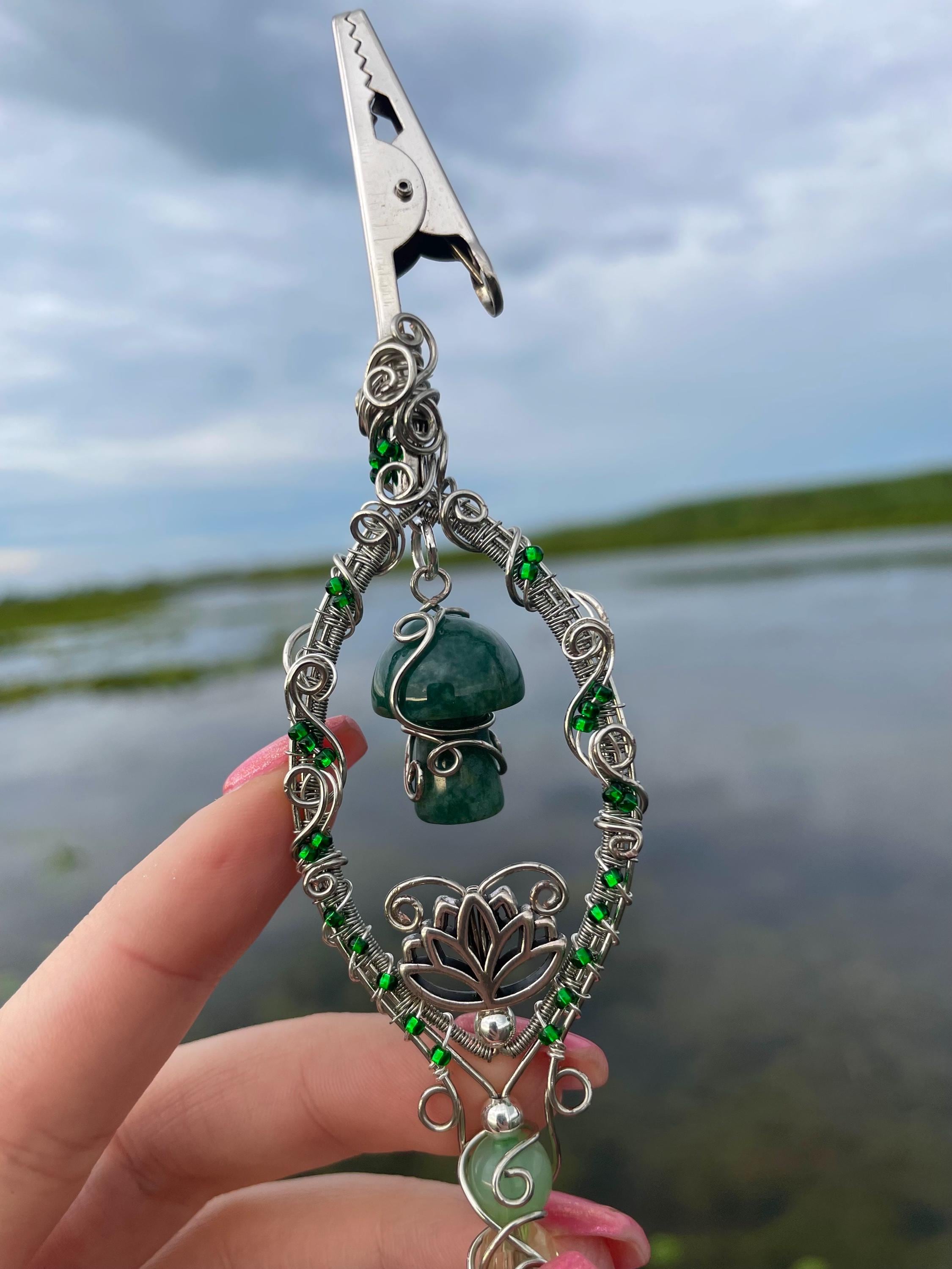 Moss Agate Magic Mushroom Smoking Wand