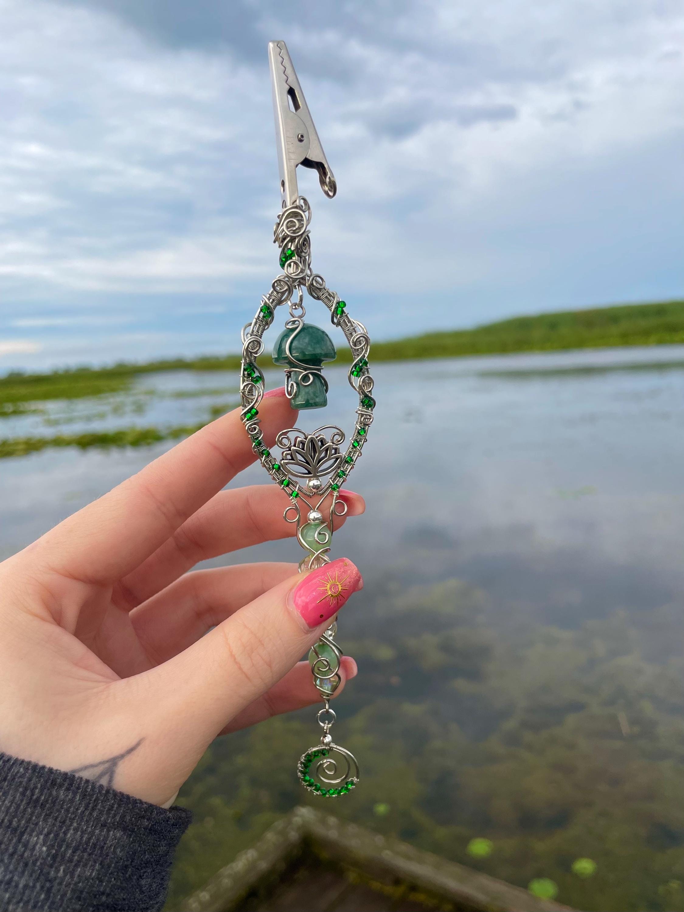 Moss Agate Magic Mushroom Smoking Wand