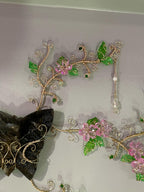 Labradorite Crystal Butterfly Wire Wrapped Cherry Blossom Wall Hanger Statement Piece