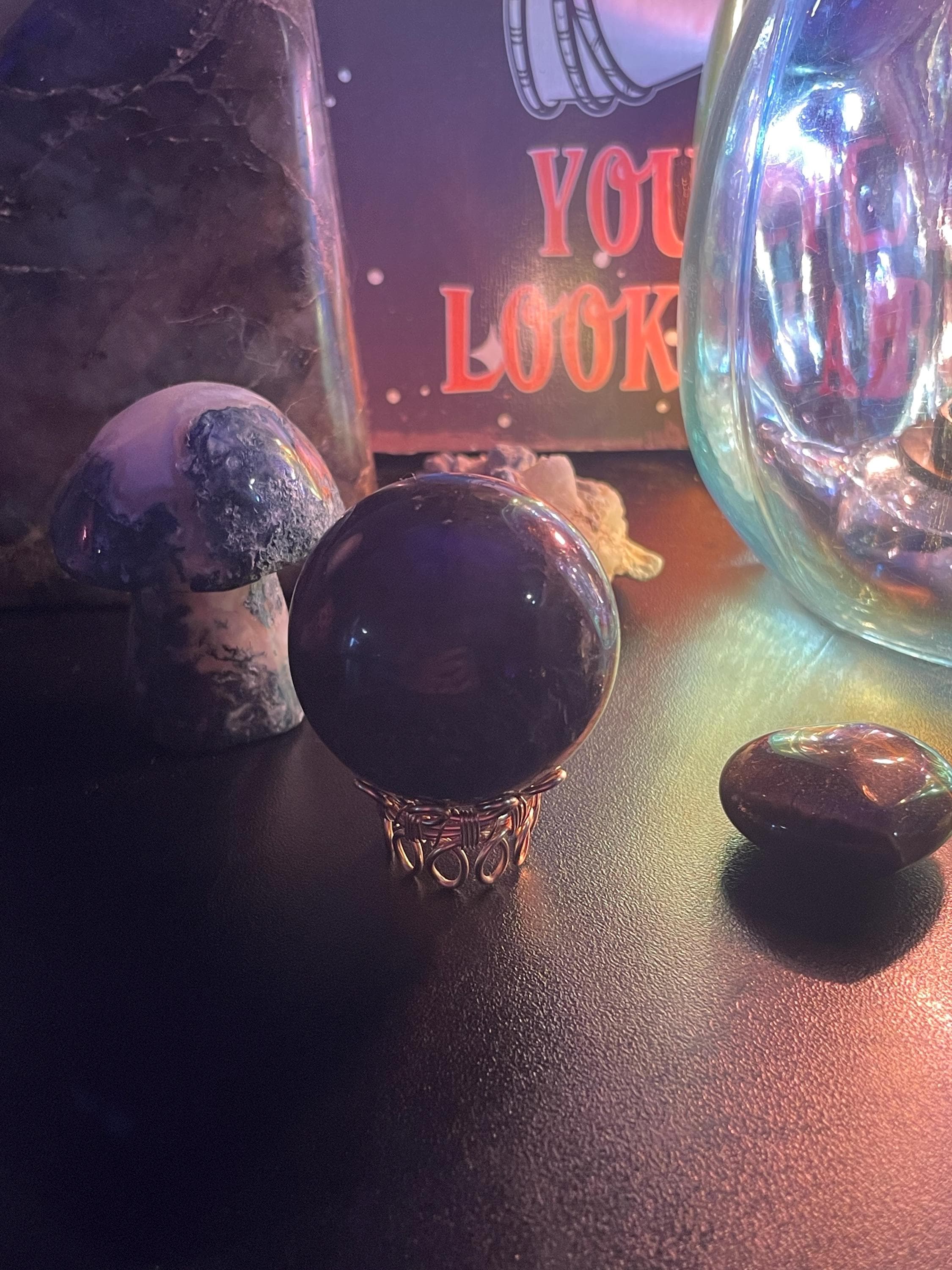 Reversible Wire Wrapped Crystal Sphere Stand